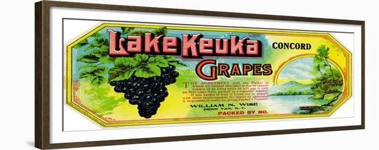 Penn Yan, New York - Lake Keuka Concord Grapes Label-Lantern Press-Framed Premium Giclee Print