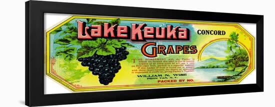 Penn Yan, New York - Lake Keuka Concord Grapes Label-Lantern Press-Framed Art Print