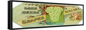 Penn Yan, New York - Lake Keuka Niagara Grapes Label, Laureled Child in Grapes-Lantern Press-Framed Stretched Canvas