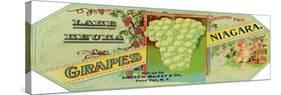 Penn Yan, New York - Lake Keuka Niagara Grapes Label, Laureled Child in Grapes-Lantern Press-Stretched Canvas
