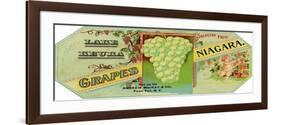 Penn Yan, New York - Lake Keuka Niagara Grapes Label, Laureled Child in Grapes-Lantern Press-Framed Premium Giclee Print