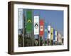 Pennants in Eyre Square Representing the Tribes of Galway, County Galway, Connacht, Ireland-Gary Cook-Framed Photographic Print