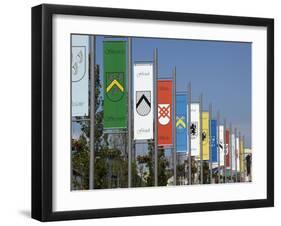 Pennants in Eyre Square Representing the Tribes of Galway, County Galway, Connacht, Ireland-Gary Cook-Framed Photographic Print