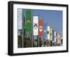 Pennants in Eyre Square Representing the Tribes of Galway, County Galway, Connacht, Ireland-Gary Cook-Framed Photographic Print