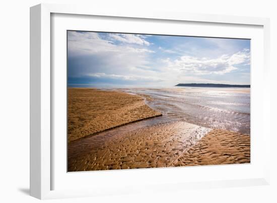 Pennard Pill Meets the Bristol Channel at Three Cliffs Bay, Gower, South Wales, UK-Nigel John-Framed Photographic Print