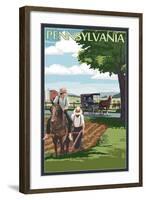 Pennsylvania - Amish Farm Scene-Lantern Press-Framed Art Print