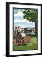 Pennsylvania - Amish Farm Scene-Lantern Press-Framed Art Print