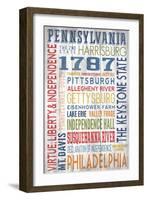 Pennsylvania - Barnwood Typography-Lantern Press-Framed Art Print