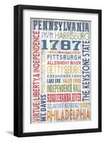 Pennsylvania - Barnwood Typography-Lantern Press-Framed Art Print