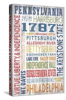 Pennsylvania - Barnwood Typography-Lantern Press-Stretched Canvas