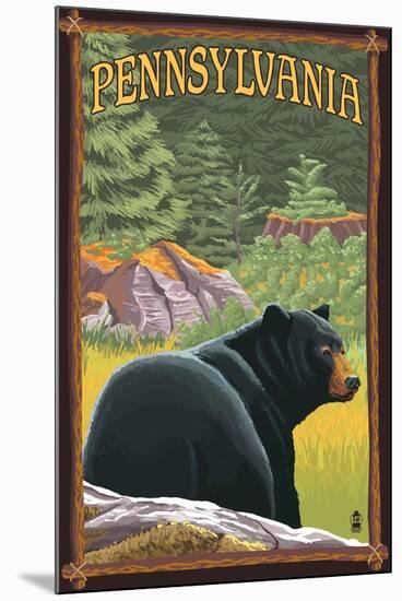 Pennsylvania - Bear in Forest-Lantern Press-Mounted Art Print