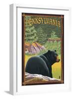 Pennsylvania - Bear in Forest-Lantern Press-Framed Art Print