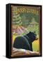 Pennsylvania - Bear in Forest-Lantern Press-Framed Stretched Canvas