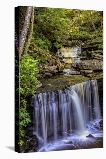 Pennsylvania, Benton, Ricketts Glen SP. Delaware Falls Cascade-Jay O'brien-Stretched Canvas