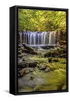 Pennsylvania, Benton, Ricketts Glen State Park. Oneida Falls Cascade-Jay O'brien-Framed Stretched Canvas