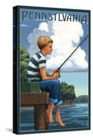 Pennsylvania - Boy Fishing-Lantern Press-Stretched Canvas