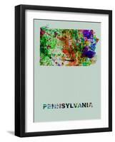 Pennsylvania Color Splatter Map-NaxArt-Framed Art Print
