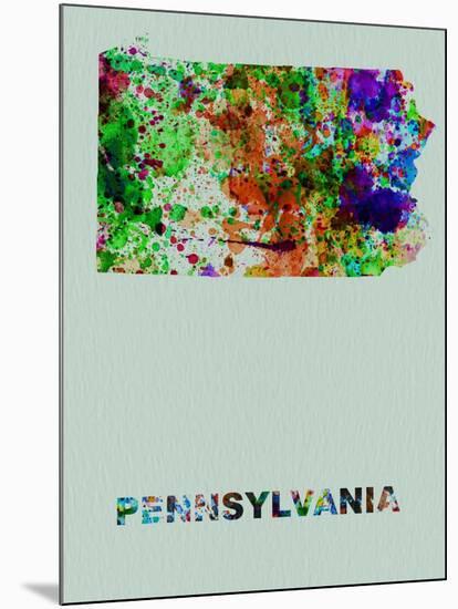 Pennsylvania Color Splatter Map-NaxArt-Mounted Art Print