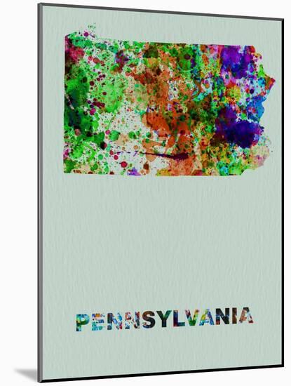 Pennsylvania Color Splatter Map-NaxArt-Mounted Art Print