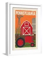 Pennsylvania - Country - Woodblock-Lantern Press-Framed Art Print