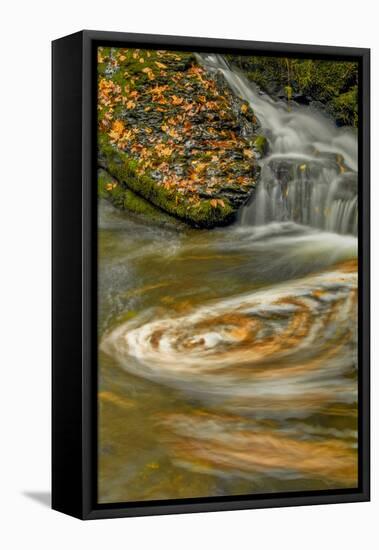 Pennsylvania, Delaware Water Gap NRA. Waterfall and Swirling Pool-Jay O'brien-Framed Stretched Canvas