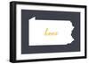 Pennsylvania - Home State - White on Gray-Lantern Press-Framed Art Print