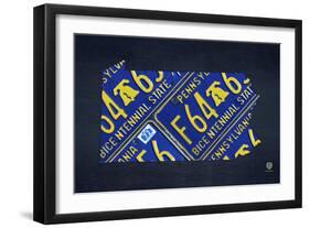 Pennsylvania License Plate Map-Design Turnpike-Framed Giclee Print