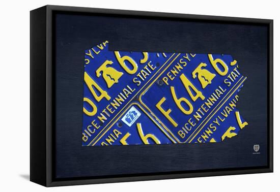 Pennsylvania License Plate Map-Design Turnpike-Framed Stretched Canvas