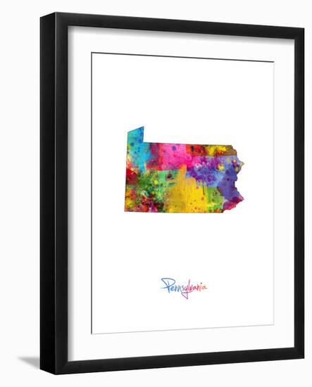 Pennsylvania Map-Michael Tompsett-Framed Art Print