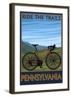 Pennsylvania - Mountain Bike Scene-Lantern Press-Framed Art Print