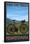 Pennsylvania - Mountain Bike Scene-Lantern Press-Framed Stretched Canvas