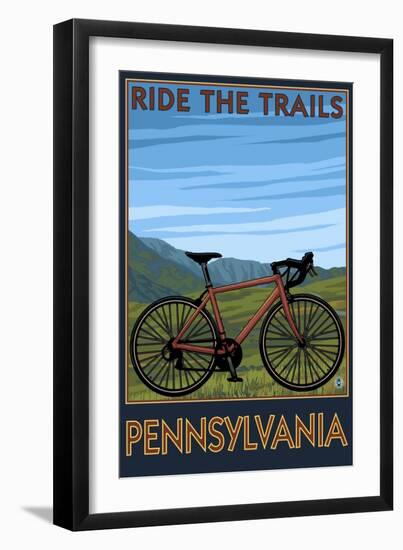 Pennsylvania - Mountain Bike Scene-Lantern Press-Framed Art Print