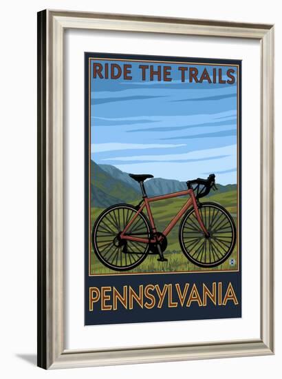 Pennsylvania - Mountain Bike Scene-Lantern Press-Framed Art Print