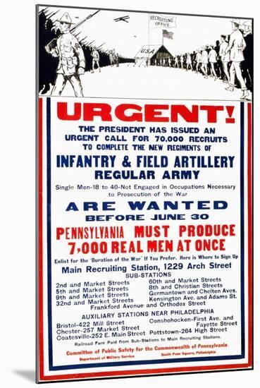 Pennsylvania Must Produce 7,000 Real Men at Once-null-Mounted Art Print