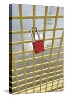 Pennsylvania, Pittsburgh. Love Lock on the Roberto Clemente Bridge-Kevin Oke-Stretched Canvas