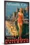 Pennsylvania Railroad Poster Promoting Travel to Atlantic City 'America's All Year Resort'-null-Mounted Giclee Print