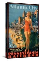 Pennsylvania Railroad Poster Promoting Travel to Atlantic City 'America's All Year Resort'-null-Stretched Canvas