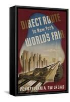 Pennsylvania Railroad Travel Poster, Direct Route to New York World's Fair-null-Framed Stretched Canvas