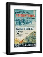 Pennsylvania Railroad Travel Poster, Home for Christmas-David Pollack-Framed Photographic Print