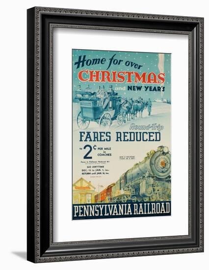 Pennsylvania Railroad Travel Poster, Home for Christmas-David Pollack-Framed Photographic Print