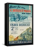 Pennsylvania Railroad Travel Poster, Home for Christmas-David Pollack-Framed Stretched Canvas