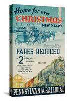 Pennsylvania Railroad Travel Poster, Home for Christmas-David Pollack-Stretched Canvas