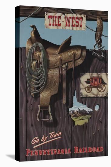 Pennsylvania Railroad Travel Poster, the West Go-null-Stretched Canvas