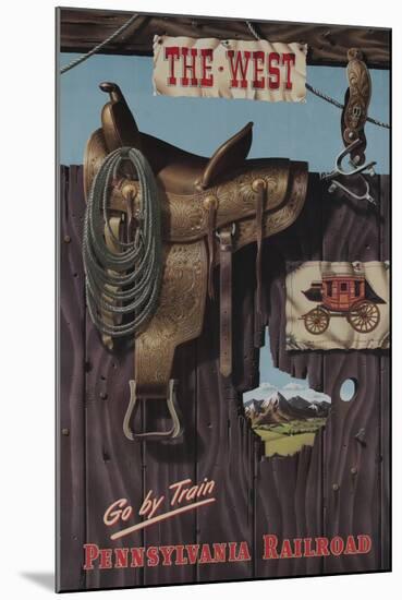 Pennsylvania Railroad Travel Poster, the West Go-null-Mounted Giclee Print