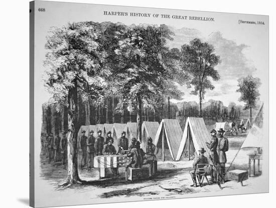 Pennsylvania Soldiers Voting in September, from 'Harper's Weekly', 29th October 1864-Alfred R. Waud-Stretched Canvas