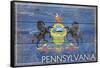 Pennsylvania State Flag - Barnwood Painting-Lantern Press-Framed Stretched Canvas