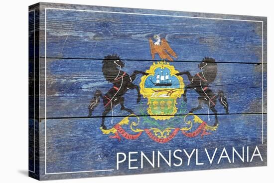 Pennsylvania State Flag - Barnwood Painting-Lantern Press-Stretched Canvas