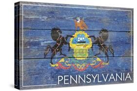 Pennsylvania State Flag - Barnwood Painting-Lantern Press-Stretched Canvas
