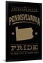 Pennsylvania State Pride - Gold on Black-Lantern Press-Framed Art Print