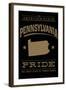 Pennsylvania State Pride - Gold on Black-Lantern Press-Framed Art Print